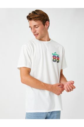 تی شرت نباتی مردانه رگولار یقه گرد تکی کد 411089544