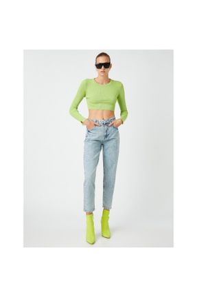 شلوار جین آبی زنانه پاچه تنگ فاق بلند جین جوان کد 410367585