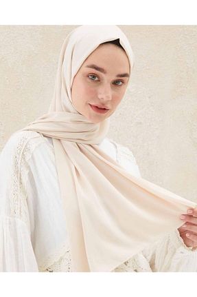 روسری بژ کرپ ساتن ابریشم LEAUDER WOMEN - کد 410837860