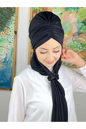 روسری مشکی ساده BUTİKAMBAR - کد 411265504