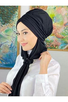 روسری مشکی ساده BUTİKAMBAR - کد 411265504