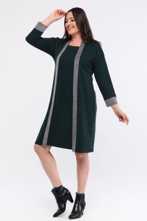 لباس مجلسی سایز بزرگ سبز زنانه یقه گرد رگولار کد 410398927