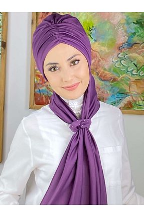 روسری بنفش ساده BUTİKAMBAR - کد 411265900