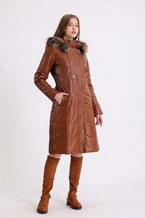 پالتو پشمی قهوه ای زنانه رگولار Leather Club - کد 411315444