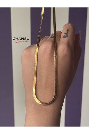 گردنبند استیل ( فولاد ) طلائی زنانه استیل (فولاد) Chansu - کد 378300431