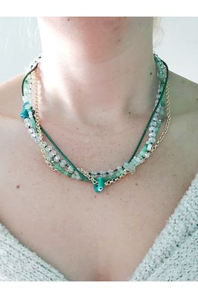 گردنبند جواهر سبز زنانه سنگی کد 377151422