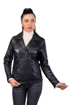 کاپشن مشکی زنانه اسلیم فیت BATU DERİ - کد 79255792