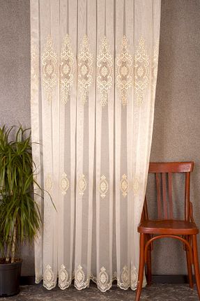 پرده توری قهوه ای ریل دار Massarelli - کد 95141641