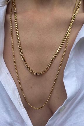 گردنبند استیل ( فولاد ) طلائی زنانه استیل ضد زنگ UBUH SHOP - کد 418819179