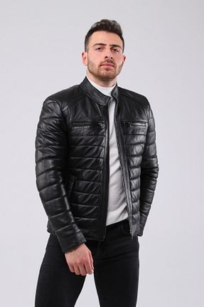 کاپشن مشکی مردانه رگولار CE-YIL DERİ ÜRÜNLERİ - کد 437280545