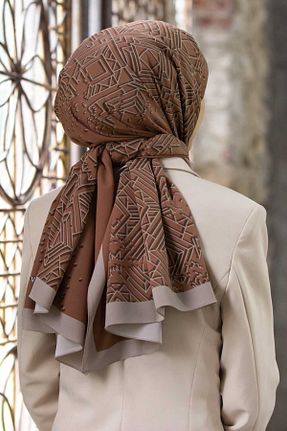 شال قهوه ای زنانه Medine İpeği Vissona - کد 439384796