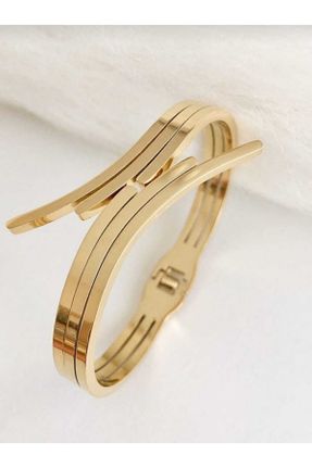 دستبند استیل طلائی زنانه استیل ضد زنگ کد 383720139