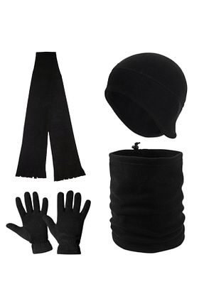ست شال گردن و کلاه پشمی و دستکش مشکی مردانه 4 تایی AXE SPORTSWEAR - کد 442829022