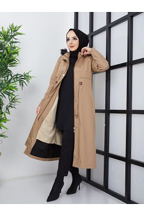 کاپشن حجاب بژ زنانه پنبه ای KMKkombin - کد 428798443