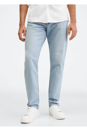 شلوار جین آبی مردانه پاچه لوله ای ساده کد 280068206