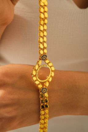 دستبند استیل طلائی زنانه روکش طلا کد 442686994