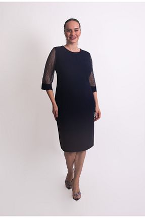 لباس مجلسی سایز بزرگ سرمه ای زنانه یقه دوچرخه EZZE - کد 442744904