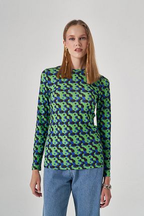 بلوز سبز زنانه چاپی Mizalle - کد 443794369