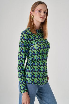 بلوز سبز زنانه چاپی Mizalle - کد 443794369
