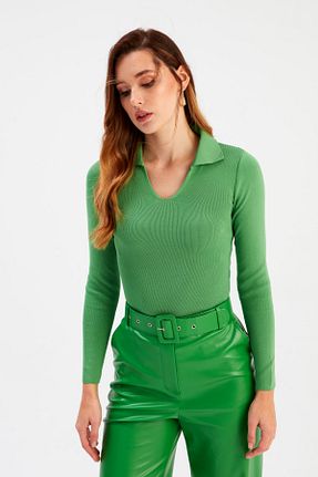 پلیور سبز زنانه ساده Sateen - کد 442953149