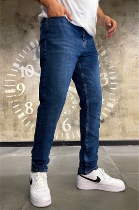 شلوار جین آبی مردانه پاچه رگولار جین ساده بلند کد 344396109