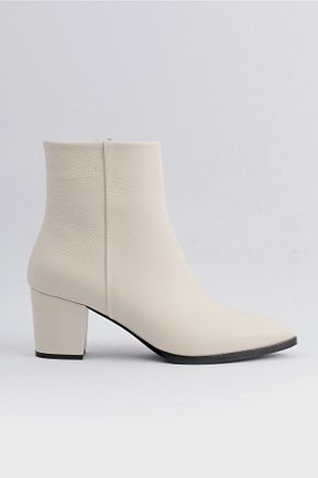 بوت / نیم بوت بژ زنانه چرم خالص TUNAELLİ - کد 444699092
