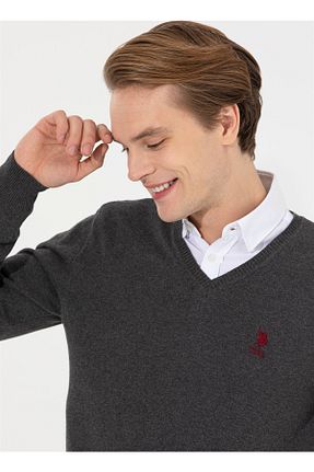پلیور طوسی مردانه یقه دوچرخه U.S. Polo Assn. - کد 445175653