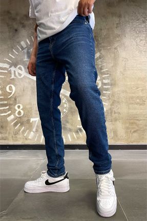 شلوار جین آبی مردانه پاچه رگولار جین ساده بلند کد 344396109