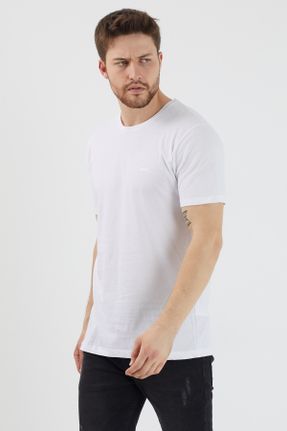 تی شرت سفید مردانه یقه گرد رگولار تکی بیسیک کد 79870825