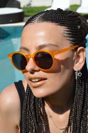 عینک آفتابی نارنجی زنانه 54 UV400 استخوان بیضی کد 95182865