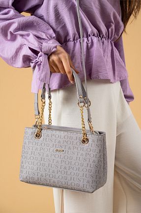 کیف دوشی طوسی زنانه چرم مصنوعی Just Polo - کد 446123264