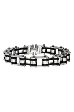 دستبند استیل مشکی مردانه فولاد ( استیل ) کد 56247361