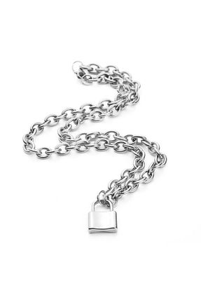 گردنبند استیل ( فولاد ) سفید زنانه زنجیر Chavin - کد 32095845
