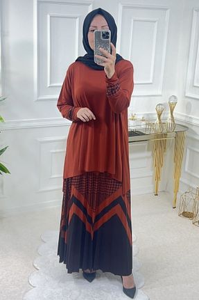 ست بالاتنه و پائین تنه سایز بزرگ نارنجی زنانه فاق نرمال Aşkı Endam - کد 446326788