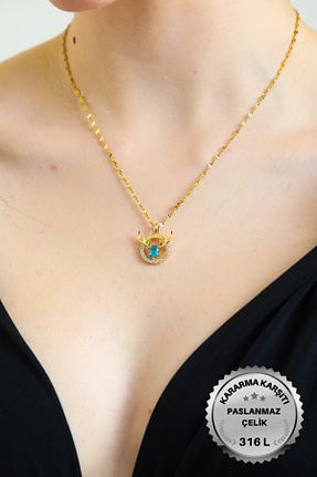 گردنبند استیل ( فولاد ) طلائی زنانه استیل ضد زنگ Evorya - کد 447332158