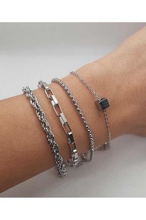 دستبند جواهر طلائی زنانه روکش نقره AA Jewelry - کد 447129454