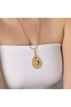 گردنبند جواهر زرد زنانه روکش طلا Zarifgoldimitasyon - کد 117363659