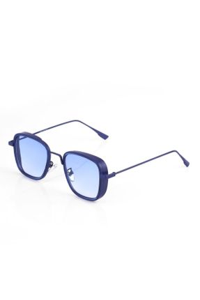 عینک آفتابی آبی زنانه 53 UV400 فلزی سایه روشن هندسی کد 448149547