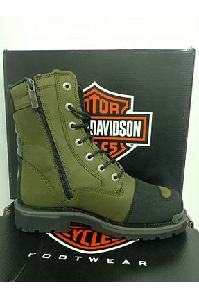 بوت / نیم بوت سبز زنانه چرم خالص Harley Davidson - کد 447996847