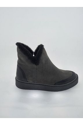 بوت / نیم بوت طوسی زنانه چرم خالص VİNİCCİ AYAKKABI - کد 79637428
