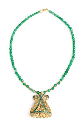 گردنبند جواهر سبز زنانه سنگی کد 80036682