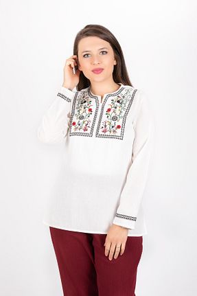 بلوز سایز بزرگ بژ زنانه رگولار Genel Markalar - کد 195351487