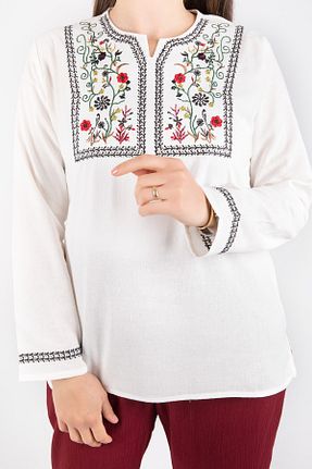 بلوز سایز بزرگ بژ زنانه رگولار Genel Markalar - کد 195351487