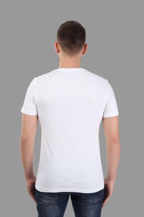 تی شرت سفید مردانه رگولار یقه هفت پنبه - پلی استر تکی بیسیک کد 54513176