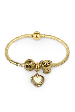دستبند استیل طلائی زنانه کد 449578804