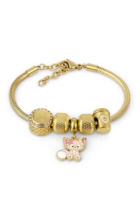 دستبند استیل طلائی زنانه کد 449635615