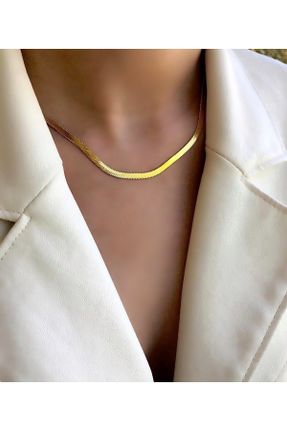 گردنبند استیل طلائی زنانه استیل ضد زنگ کد 123694492