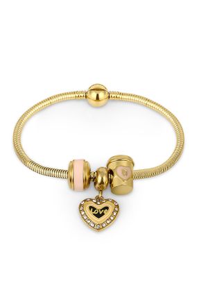 دستبند استیل طلائی زنانه کد 449700267