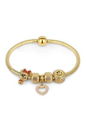 دستبند استیل طلائی زنانه کد 450343773