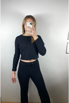 ست بالاتنه و پائین تنه مشکی زنانه بافتنی WOST - کد 450375066